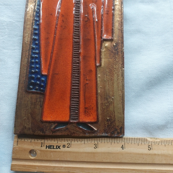 Antique Enamel on Clay Handmade Tile - Picture 7 of 7